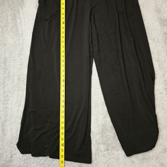 G.I.L.I. Black Pull On Stretch Elastic Waist Wide Leg Pants Womens Large Petite - Picture 6 of 8